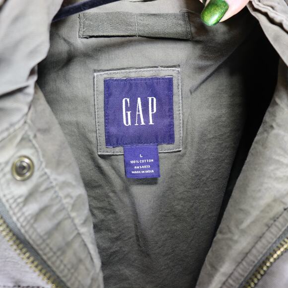 Gap Olive Green Utility Field Jacket with Hood Size L - Picture 3 of 3